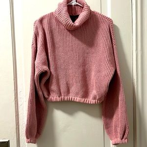 Forever 21 powder pink cropped cowl neck sweater *never worn*